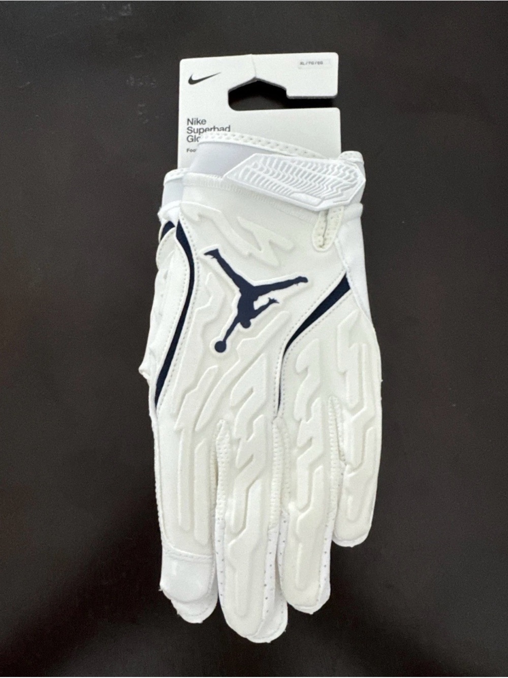 Nike Football Gloves Michigan Wolverines Jordan Jumpman Superbad Gloves White XL